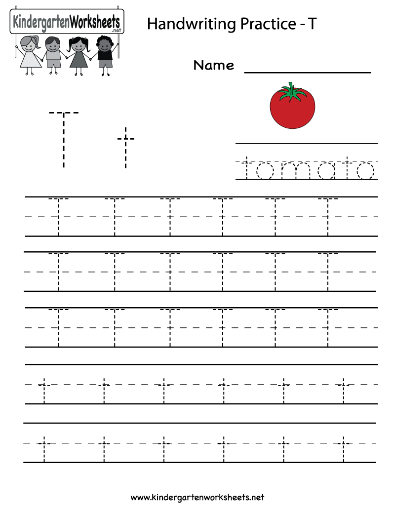 Kindergarten Letter T Writing Practice Worksheet Printable | Letter | Alphabet Practice Worksheets Printable