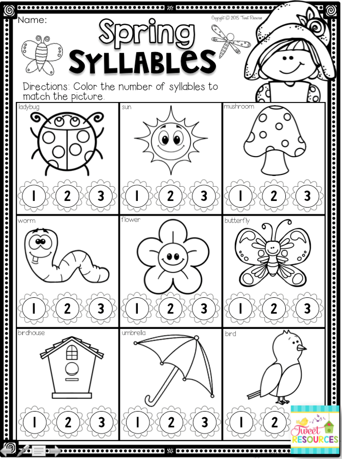 Kindergarten Math And Literacy Printables For Spring! Spring | Spring Printable Worksheets For Preschoolers