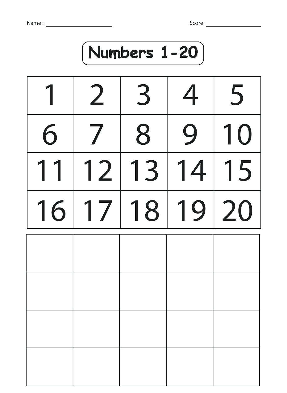 Kindergarten Number Worksheets 1 20 Worksheets Numbers 1 For - Free | Free Printable Counting Worksheets 1 20