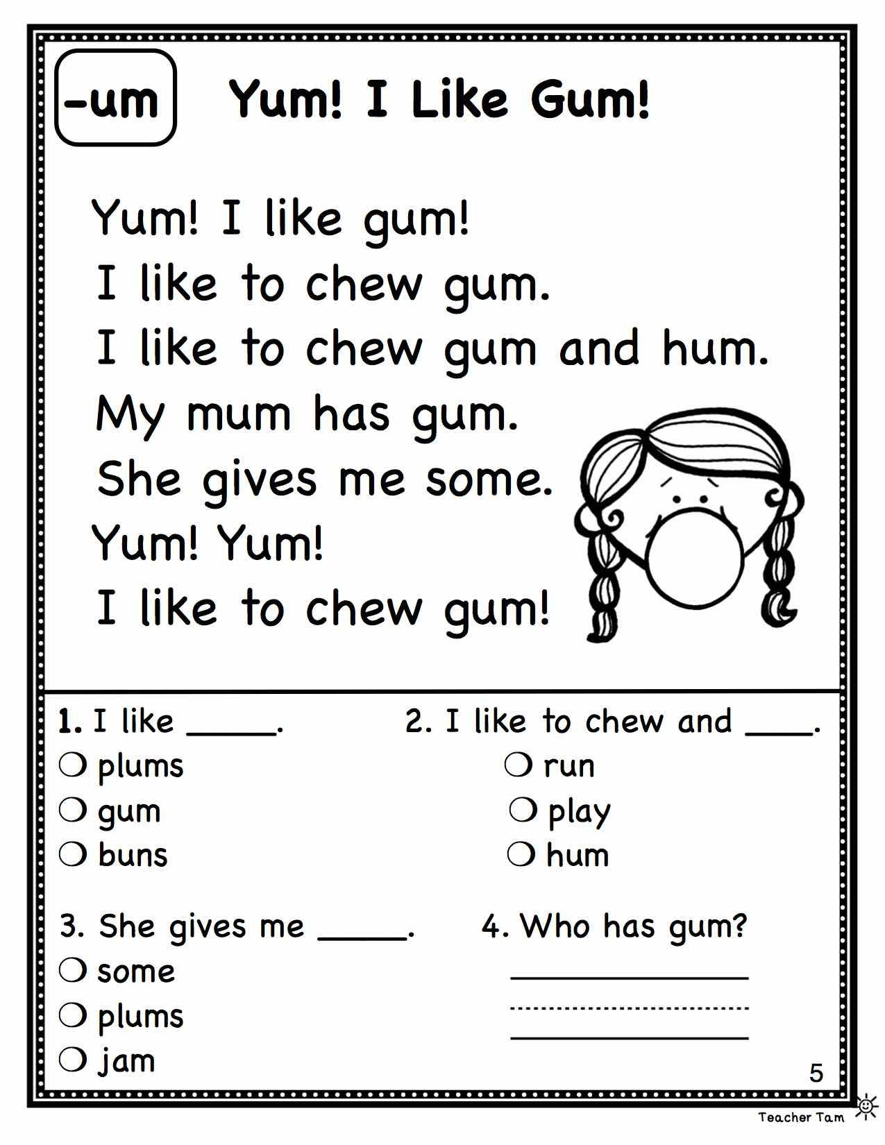 Kindergarten Reading Worksheets – With First Grade Comprehension | Free Printable English Worksheets For 1St Grade