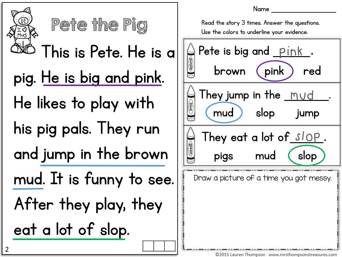 Kindergarten Reading Worksheets – With Free Math For Kids Also 3Rd | Kindergarten Reading Printable Worksheets