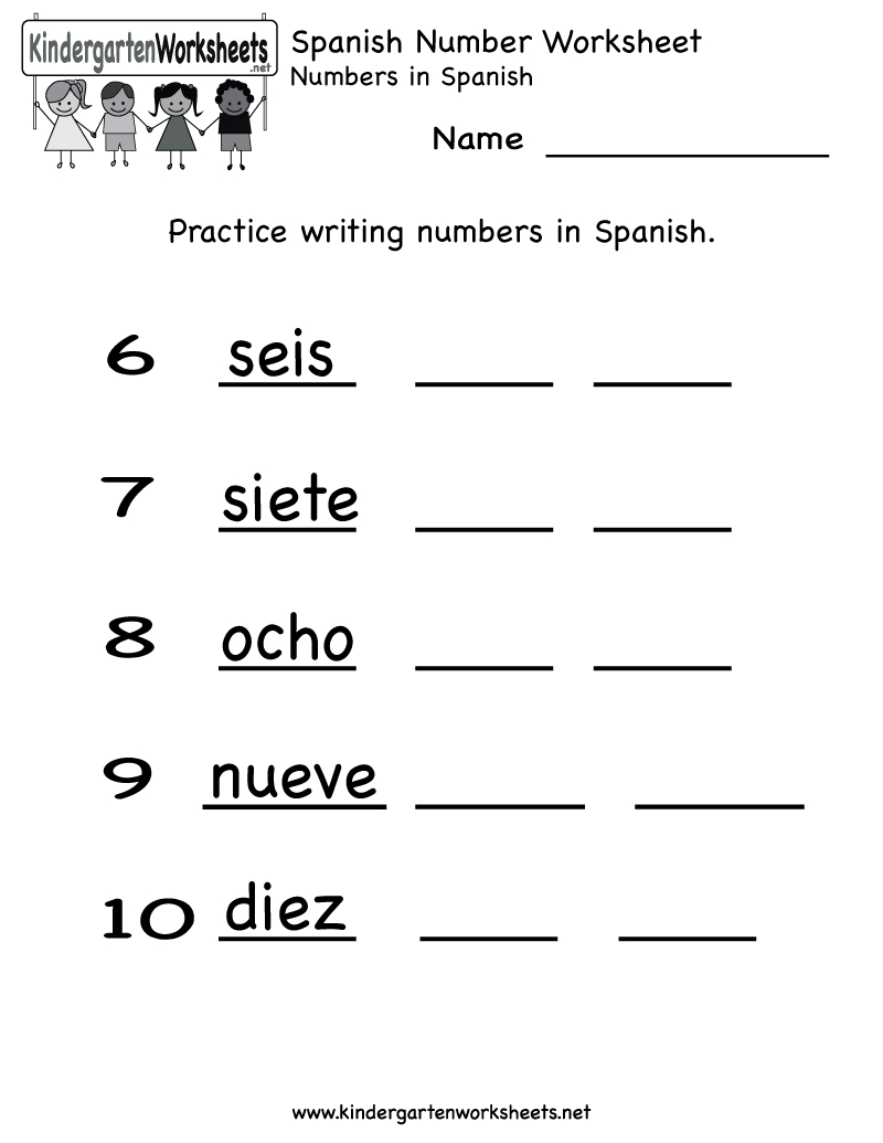 Kindergarten Spanish Number Worksheet Printable | Teaching Spanish | Free Printable Elementary Spanish Worksheets