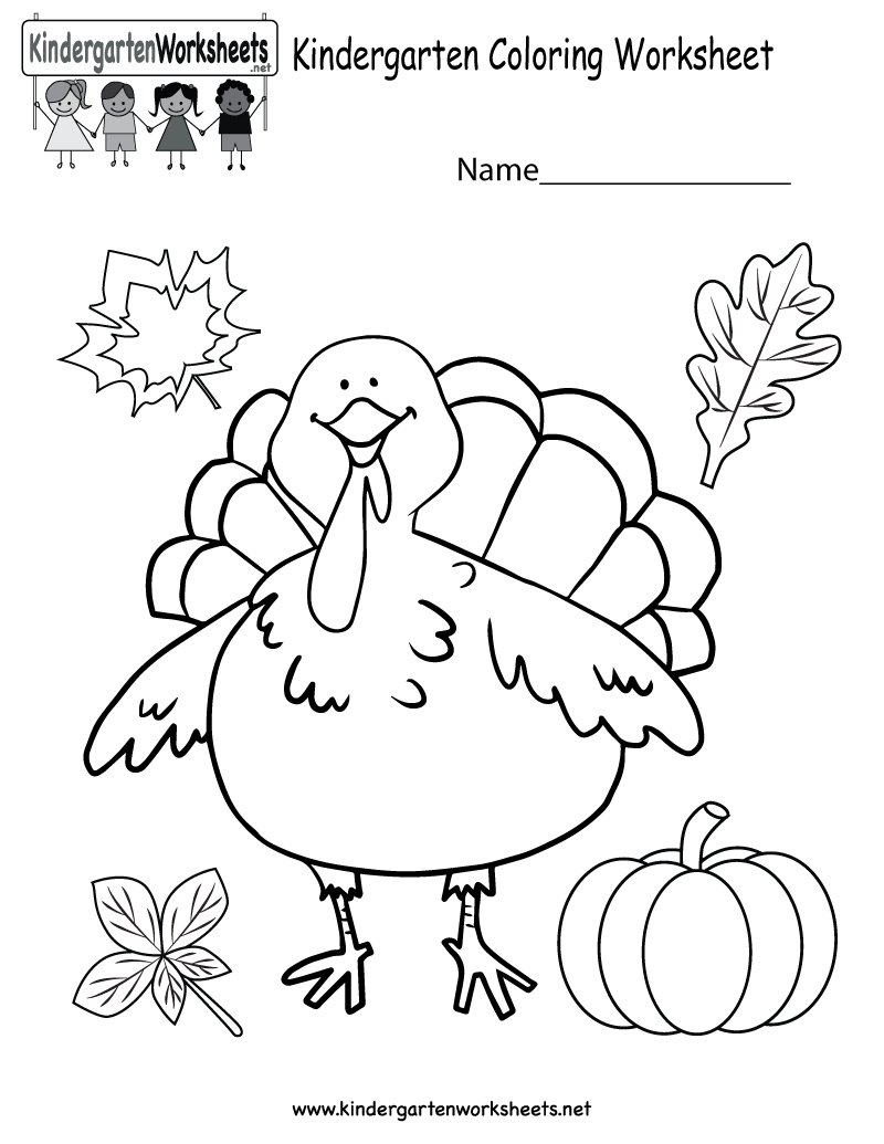 Kindergarten Thanksgiving Coloring Worksheet Printable - Free | Printable Thanksgiving Worksheets Kindergarten