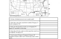 Latitude And Longitude Elementary Worksheets | Usa _Contiguous_ | Latitude And Longitude Printable Practice Worksheets