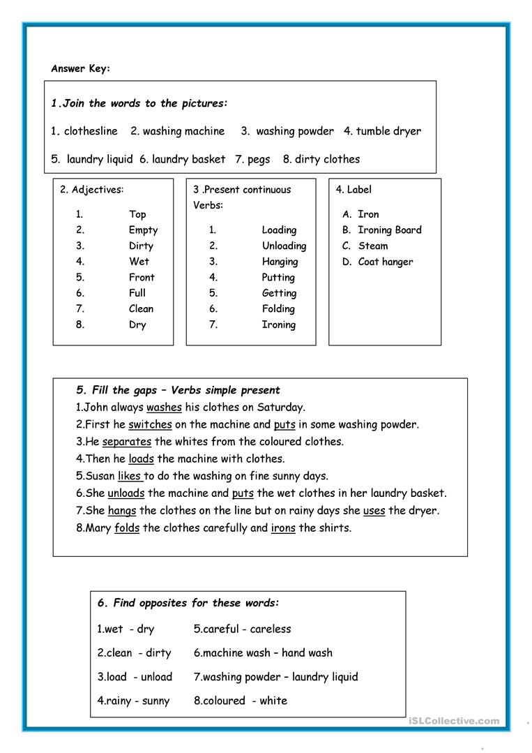 Laundry Worksheet - Free Esl Printable Worksheets Madeteachers | Laundry Worksheets Printable