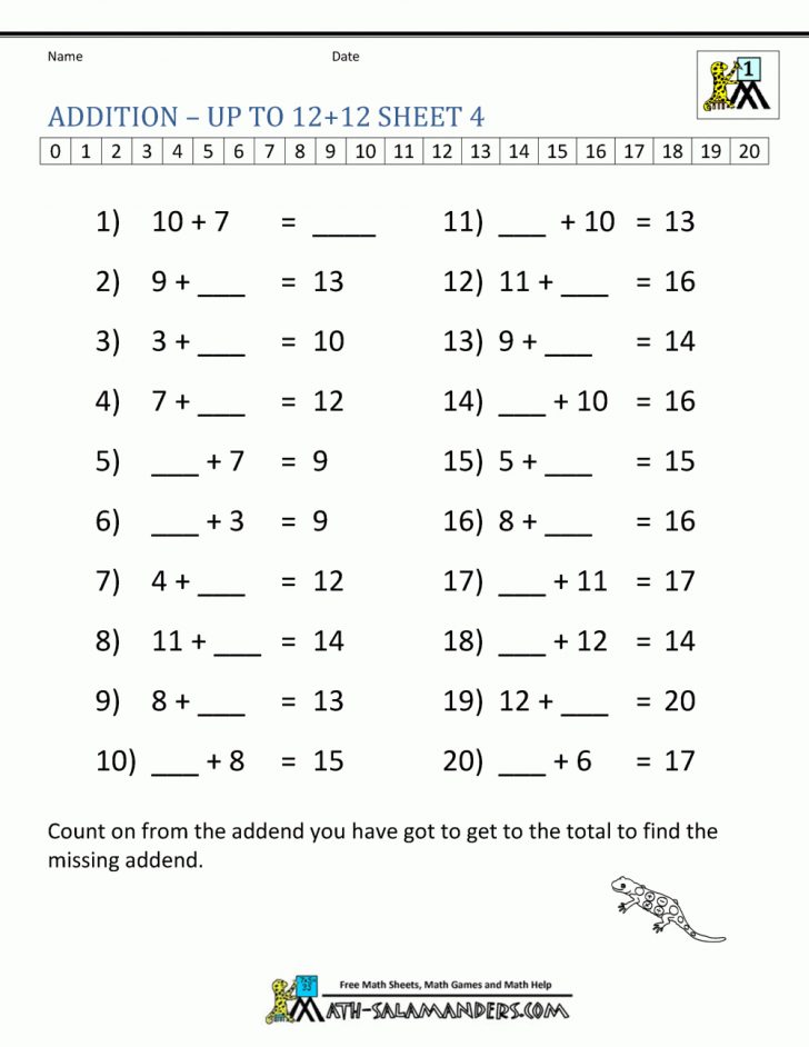 Learning Addition Facts Worksheets 1St Grade | Free Printable Addition ...