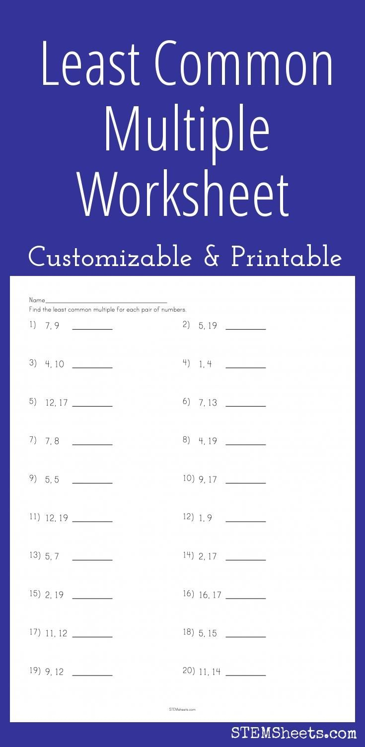 Least Common Multiple Worksheet Customizable And Printable Math 