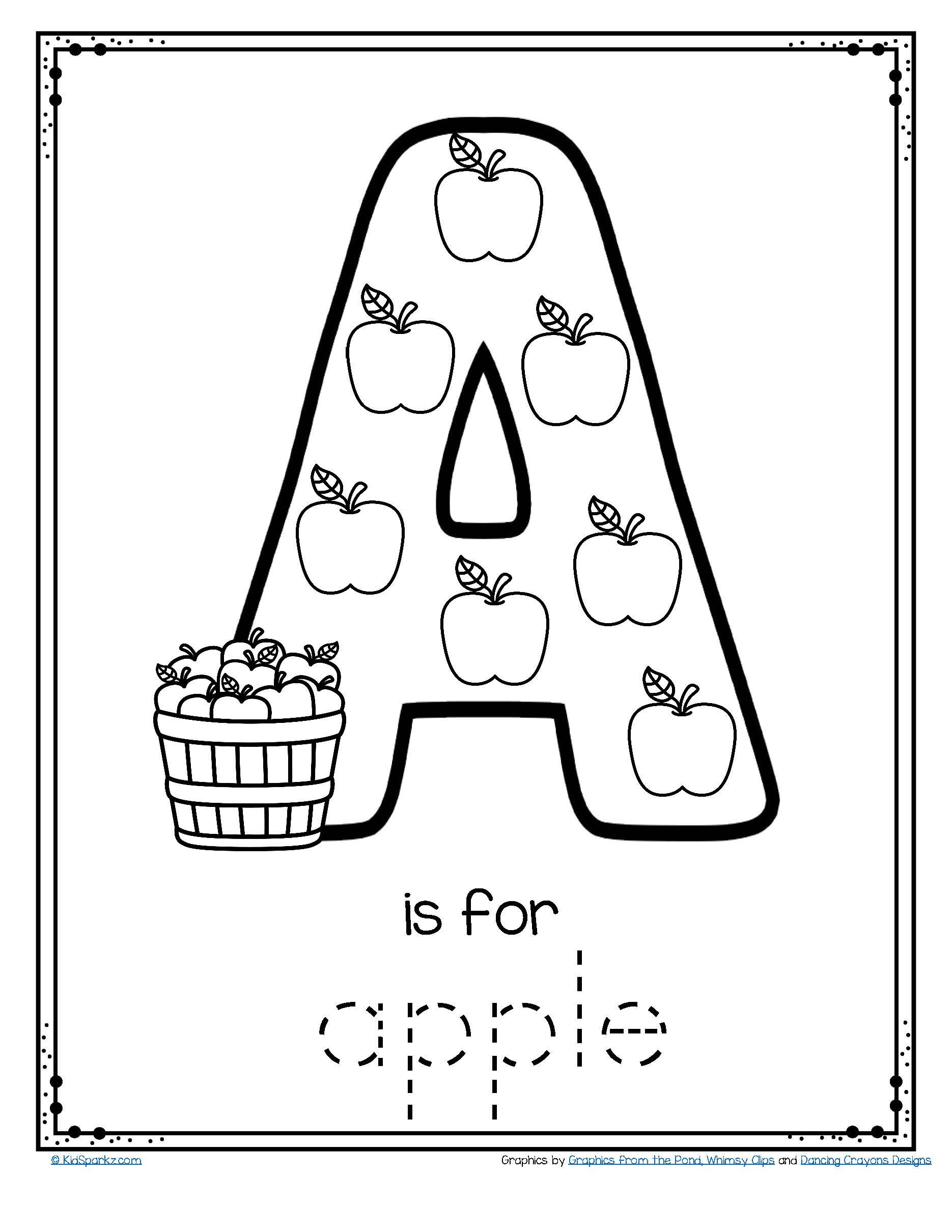Letter A Is For Apple - Trace And Color Printable Free | Apples | Free Printable Color By Letter Worksheets