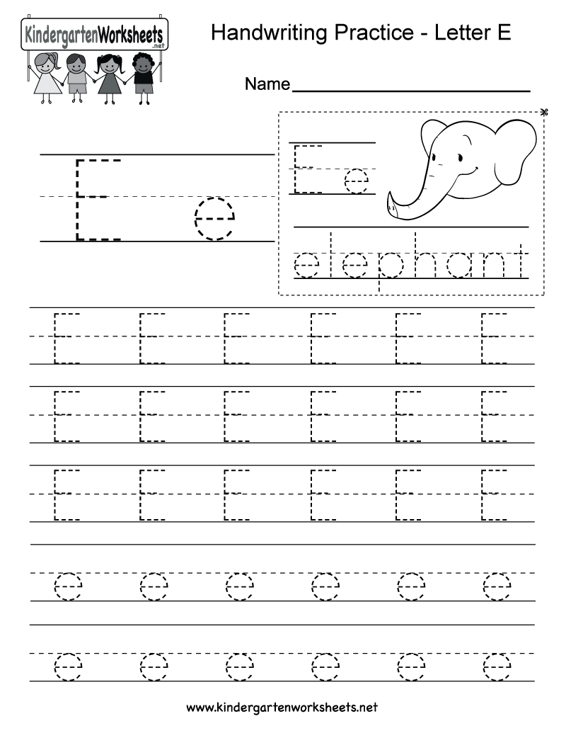 Letter E Writing Practice Worksheet - Free Kindergarten English | Letter E Free Printable Worksheets