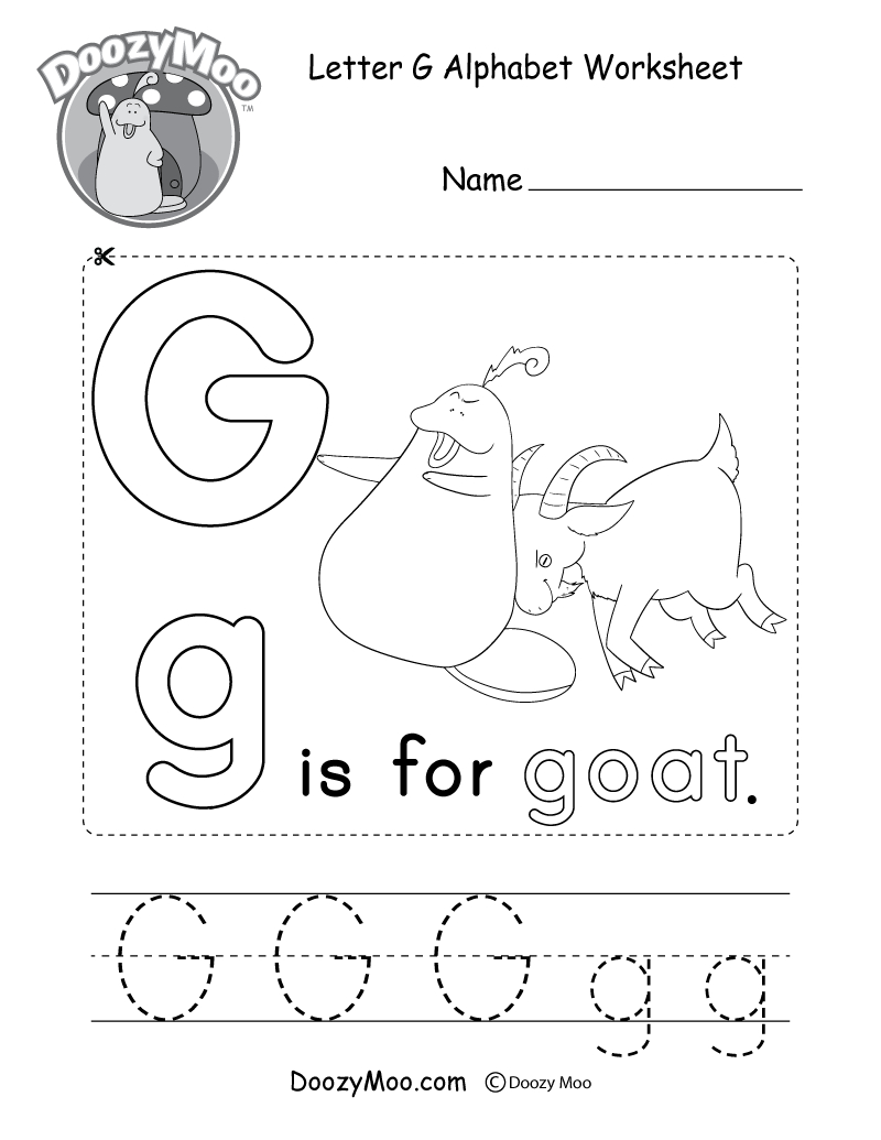 Letter G Alphabet Activity Worksheet - Doozy Moo | Letter G Printable Worksheets