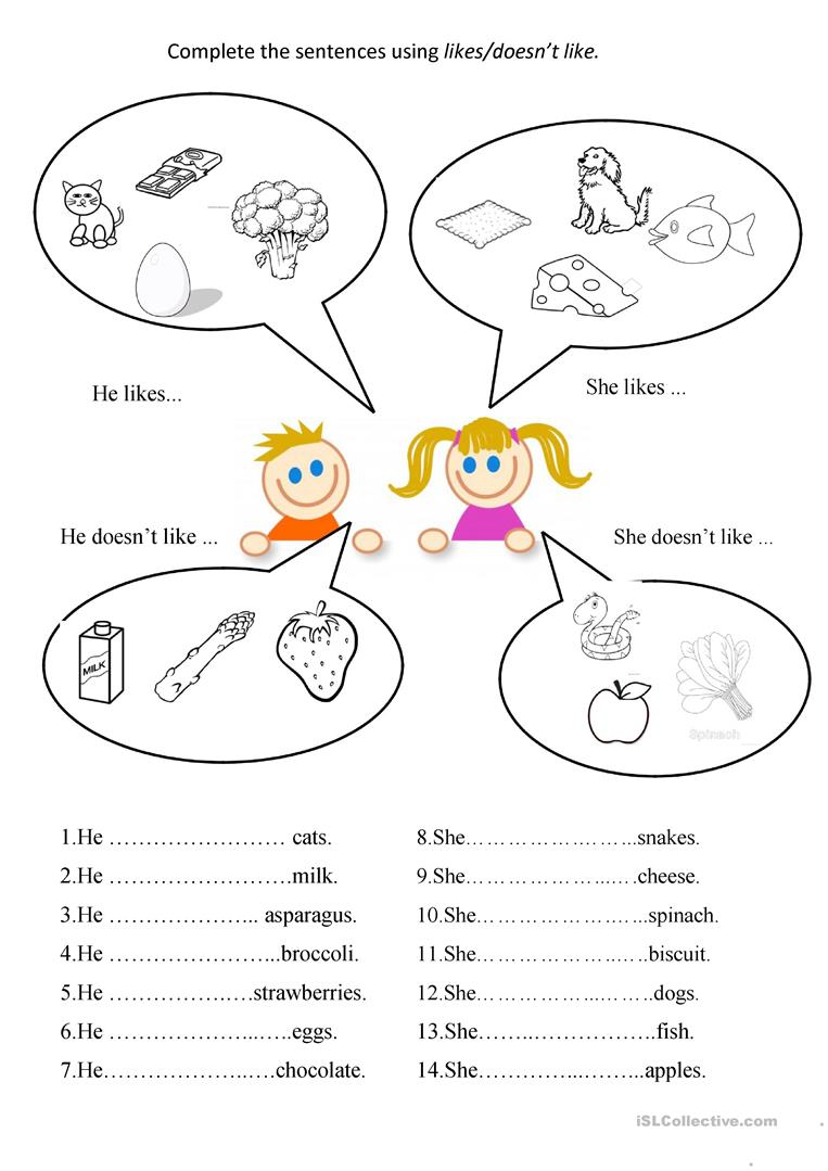 Esl Likes And Dislikes Worksheet