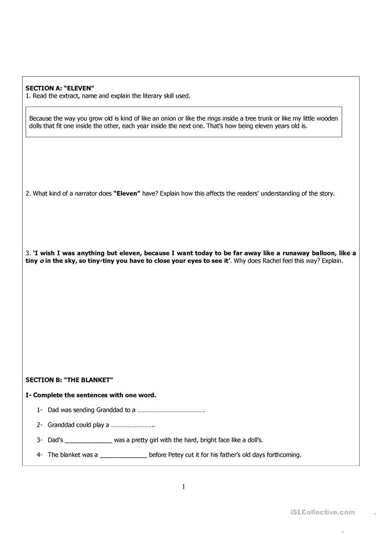 Literature Worksheet Worksheet - Free Esl Printable Worksheets Made | Printable Literature Worksheets