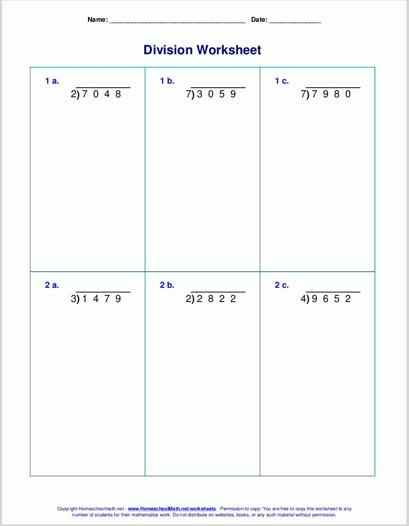 Long Division Worksheets For Grades 4-6 | Printable Math Worksheets Long Division