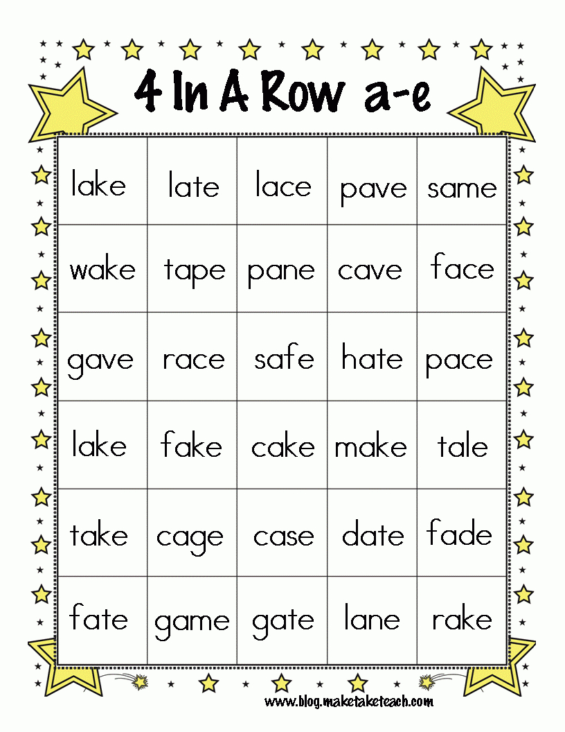 Magic E 4-In-A-Row | For My Firsties! | Silent E, Classroom Freebies | Magic E Worksheets Free Printable