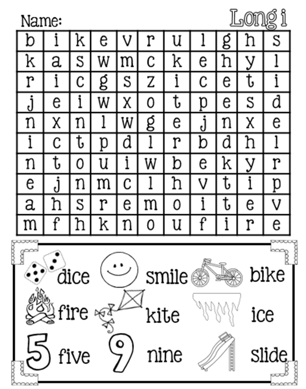 Magic E Long I Word Search {Free} | Elementary Classroom | Long I | Silent E Printable Worksheets