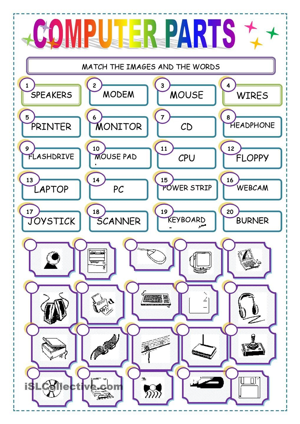 Parts Of A Computer Worksheet Printable - Lexia's Blog