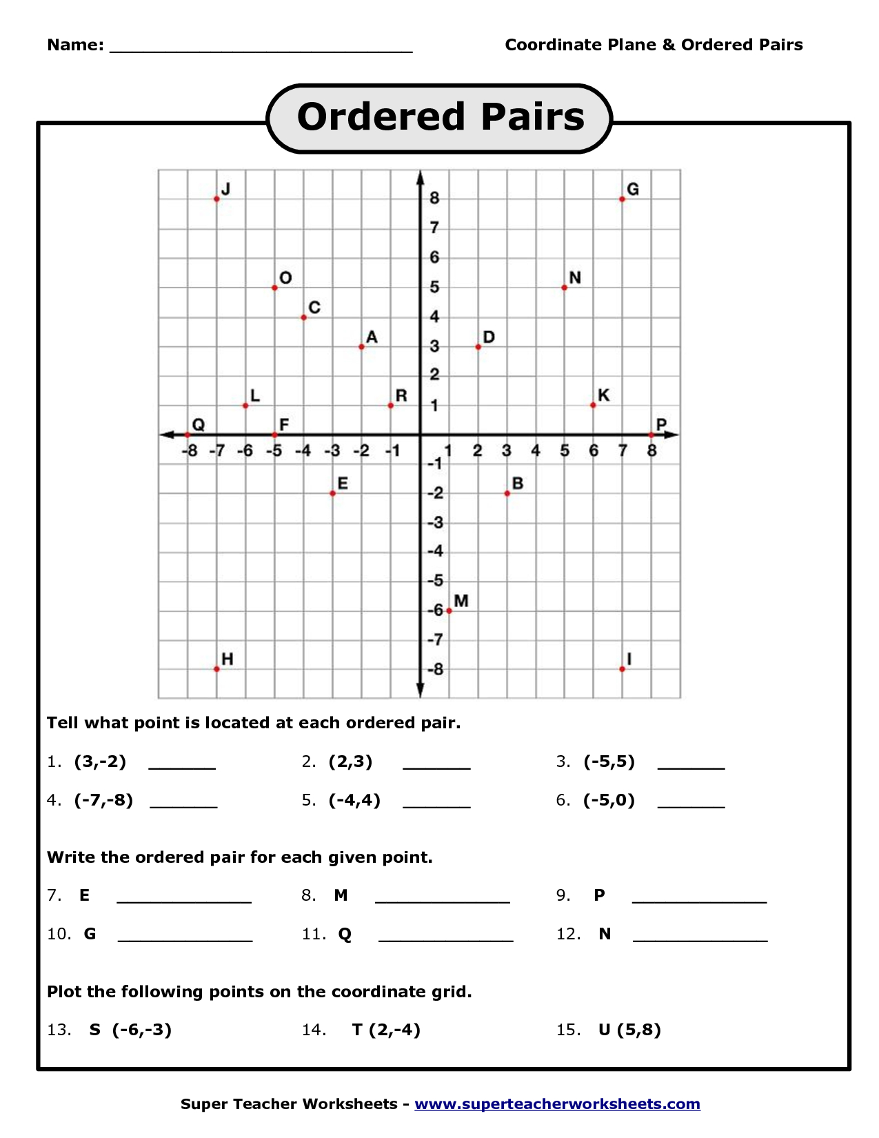 Plotting Points On A Coordinate Plane Worksheets 6th Grade