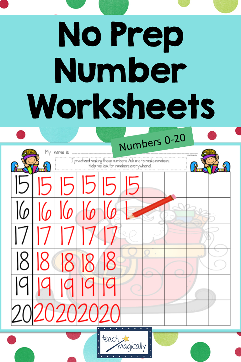Math Number Writing Practice 1-20 Worksheets Christmas No-Prep | Printable Check Writing Worksheets