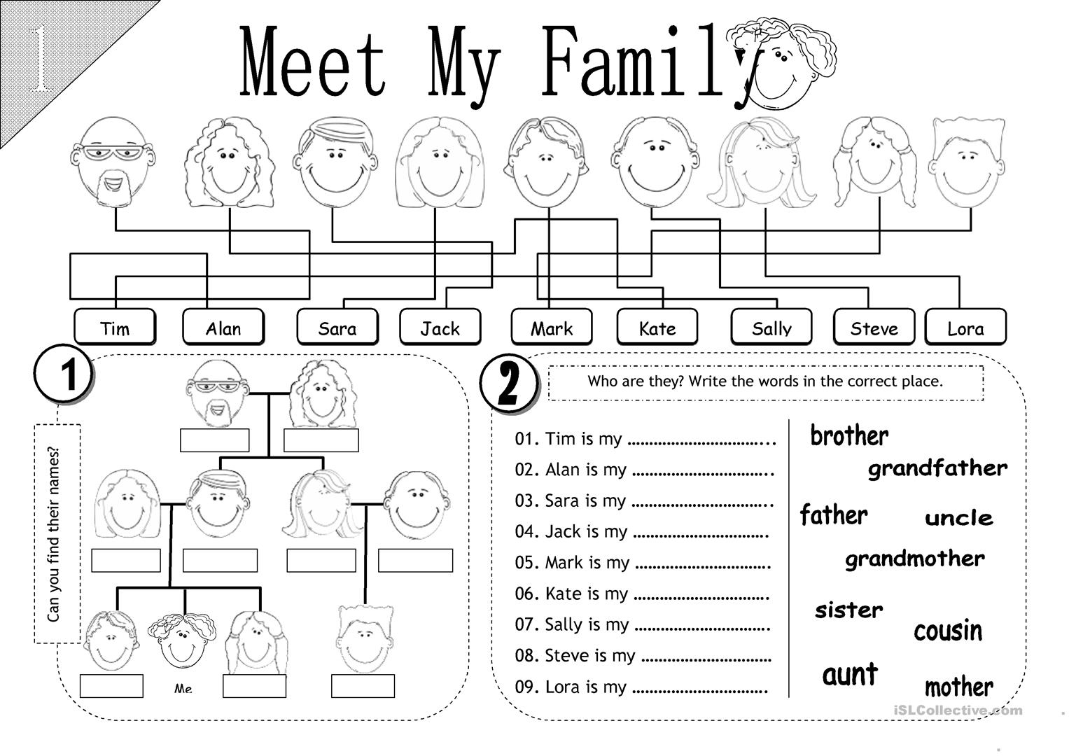 Meet My Family Worksheet - Free Esl Printable Worksheets Made | Family Printable Worksheets