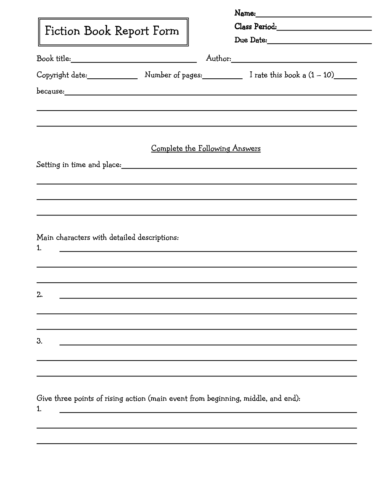 Middle School Book Report Brochure. 6Th Grade | 7Th Grade | 8Th | Book Report Printable Worksheets