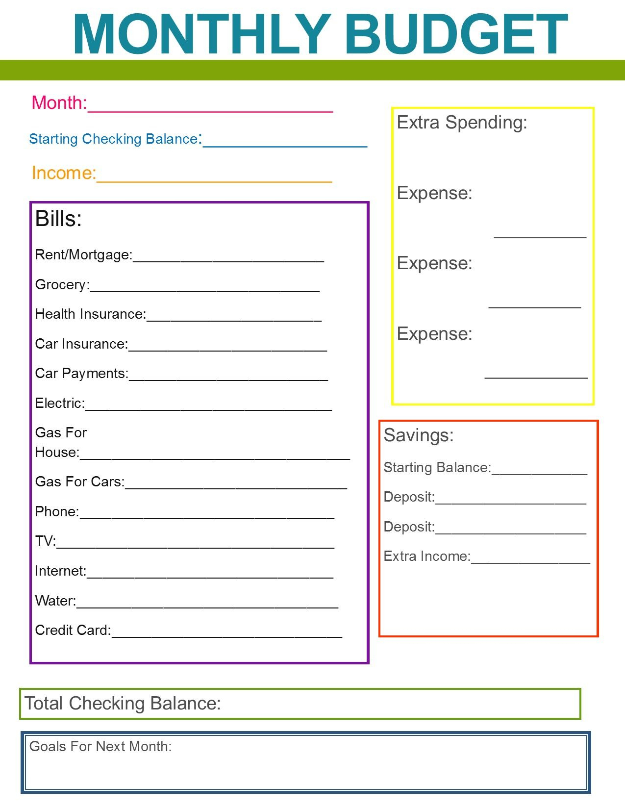Monthly Family Budget | If Only I Was This Organized | Simple Budget Worksheet Printable