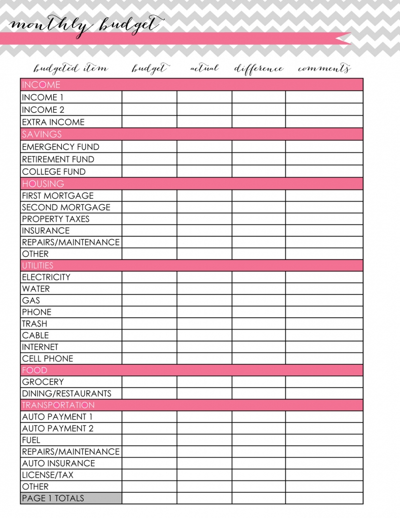 google sheet household budget template