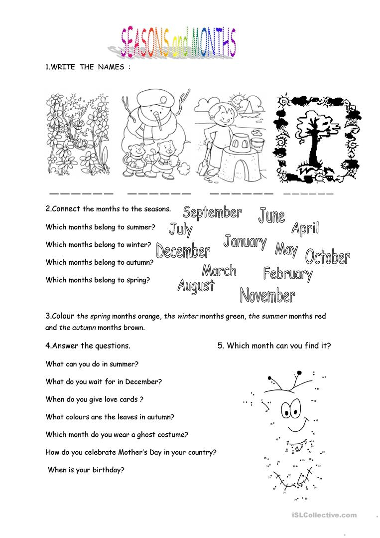 Months And Seasons Worksheet - Free Esl Printable Worksheets Made | Free Printable Seasons Worksheets