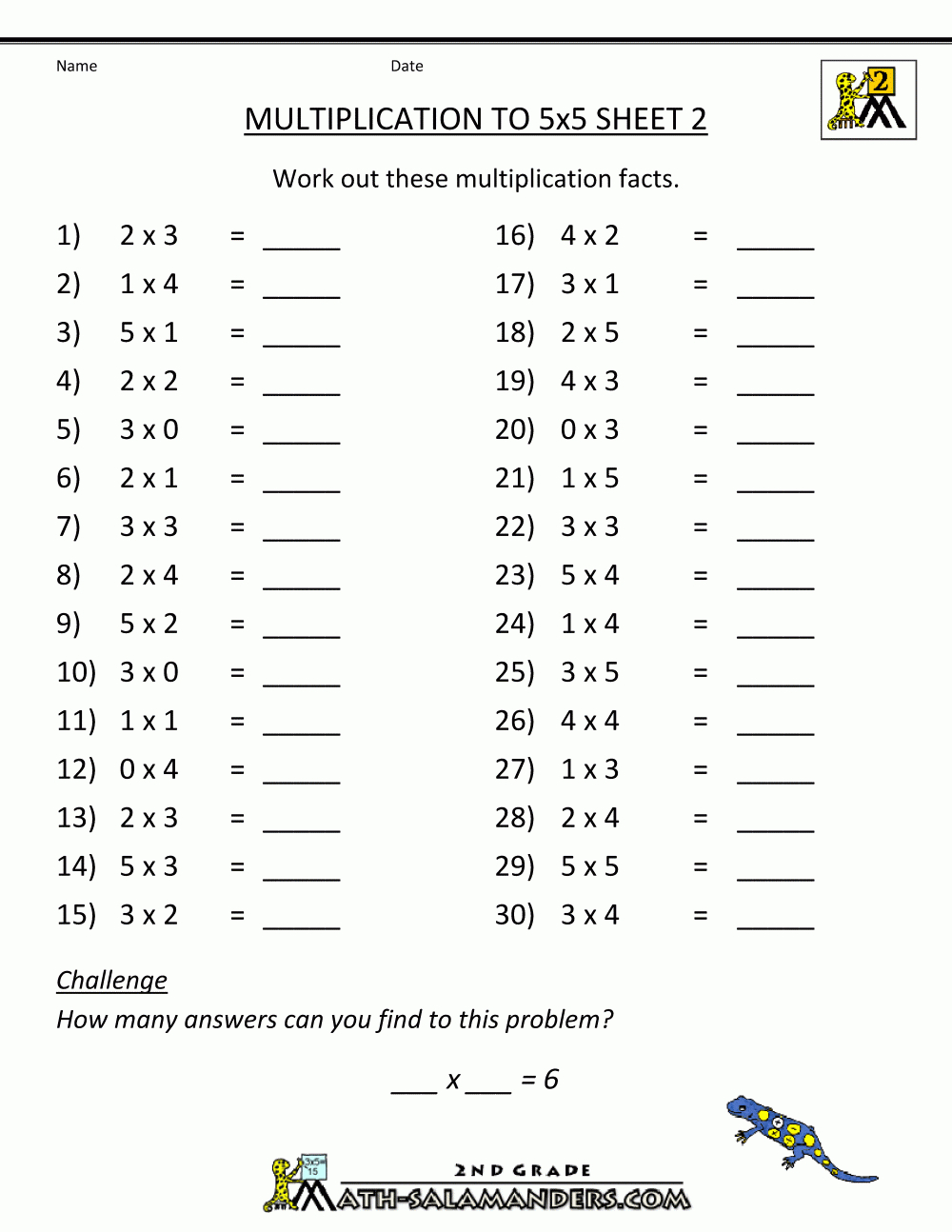 Multiplication Practice Worksheets To 5X5 | Free Printable Multiplication Worksheets