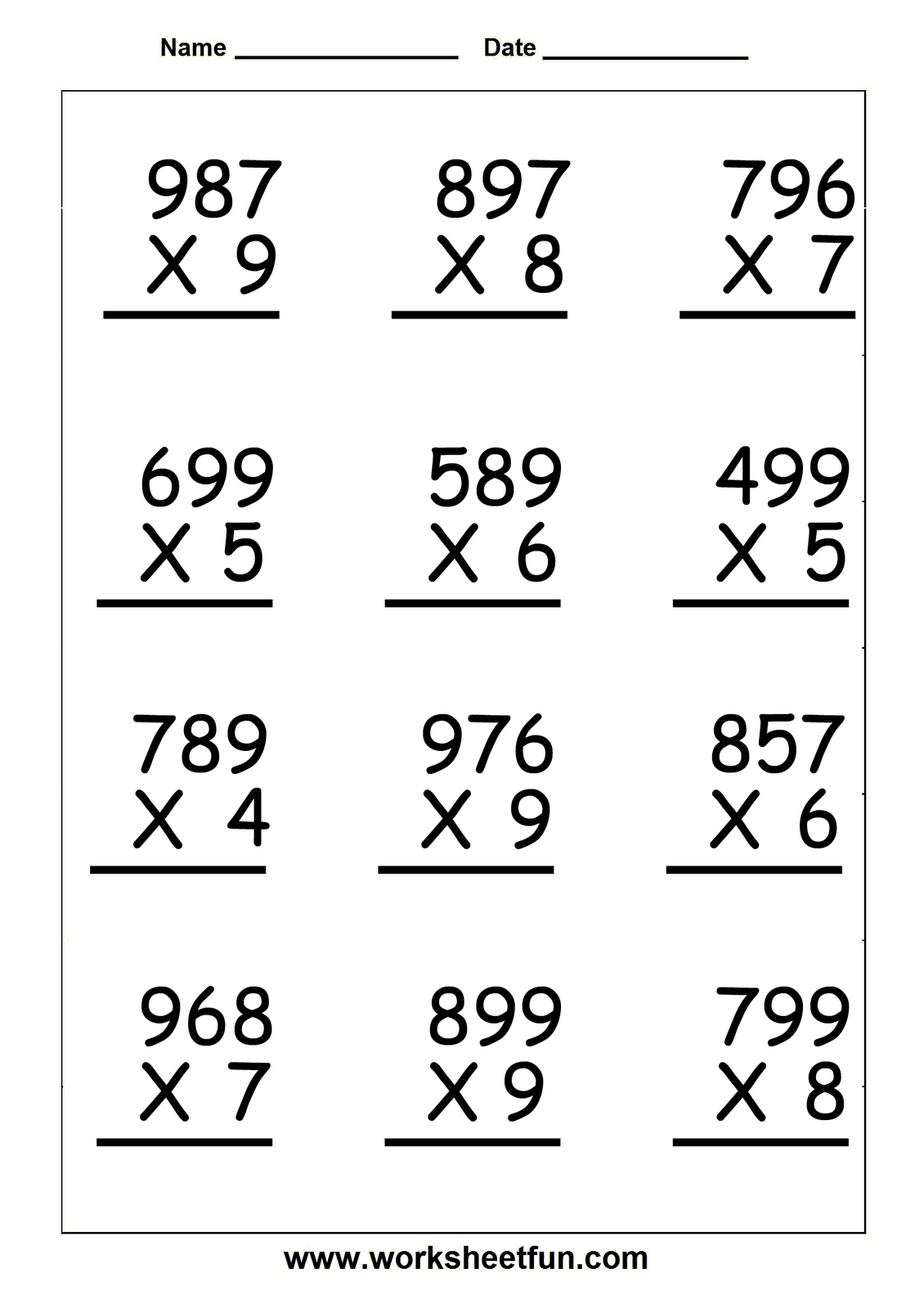 Free Math Printables Grade 4