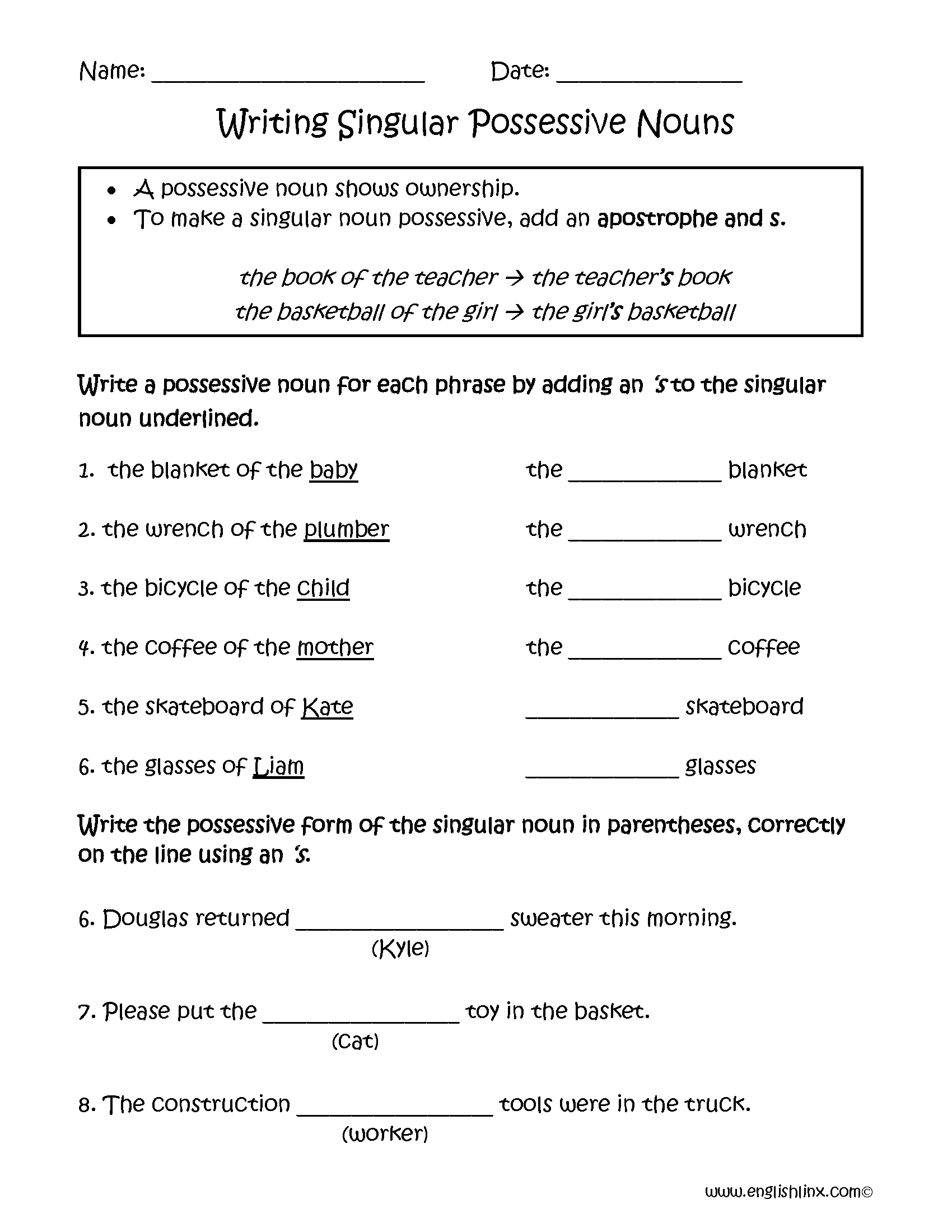 Possessive Pronouns Printable Worksheets Lexia s Blog