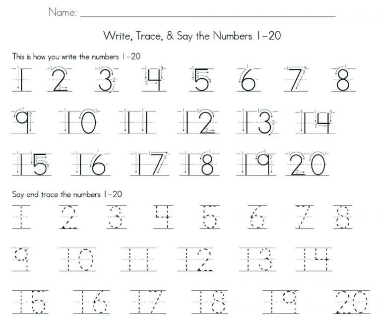 Numbers 1 50 Math Tracing Math Number Worksheets 1 2 For Preschool ...