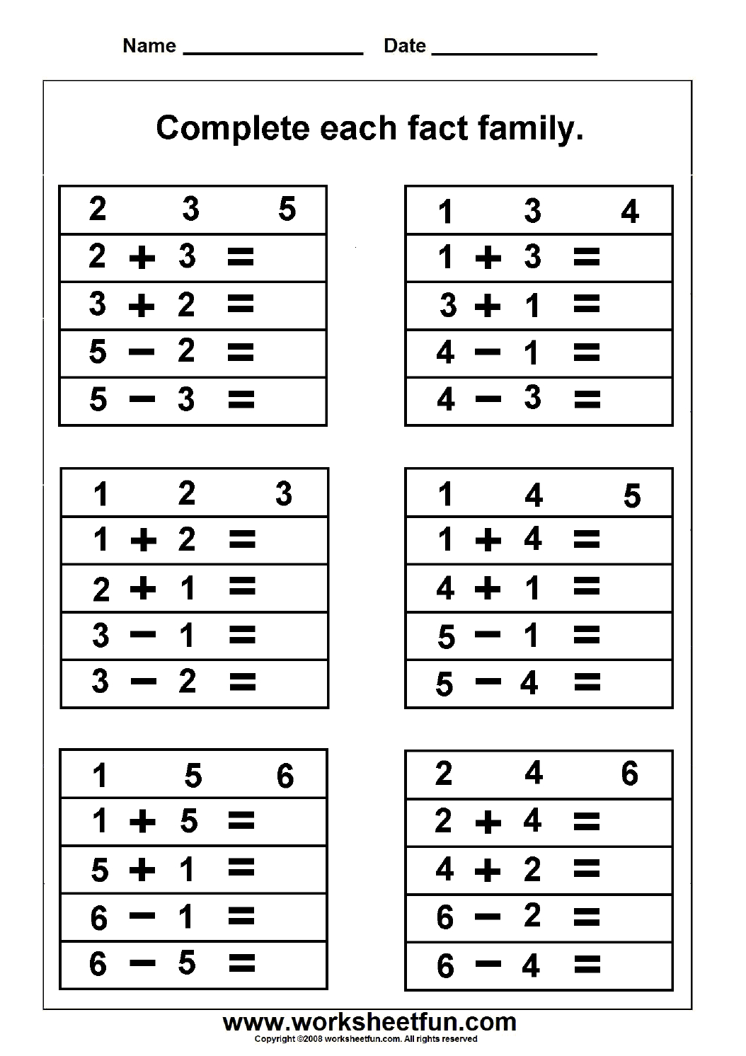 addition-and-subtraction-fact-families