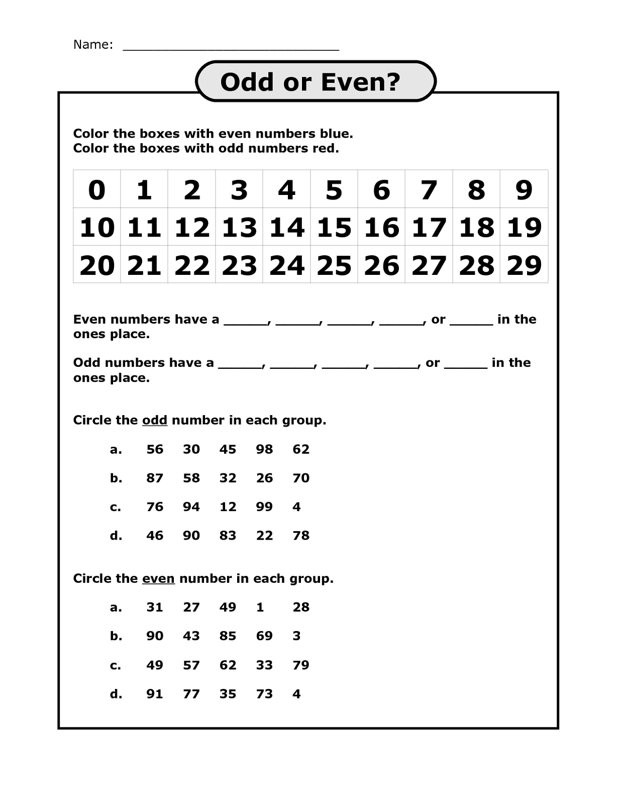 Odd And Even Worksheets For Kids | Math Worksheets For Kids | Kids | Odd And Even Printable Worksheets