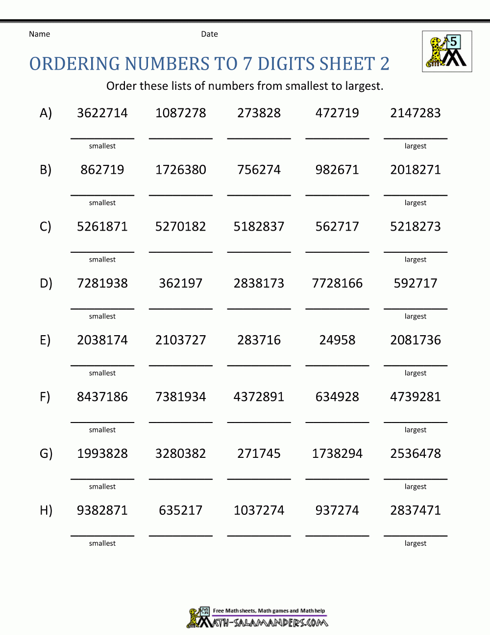 5th Grade Math Worksheets No Copyright