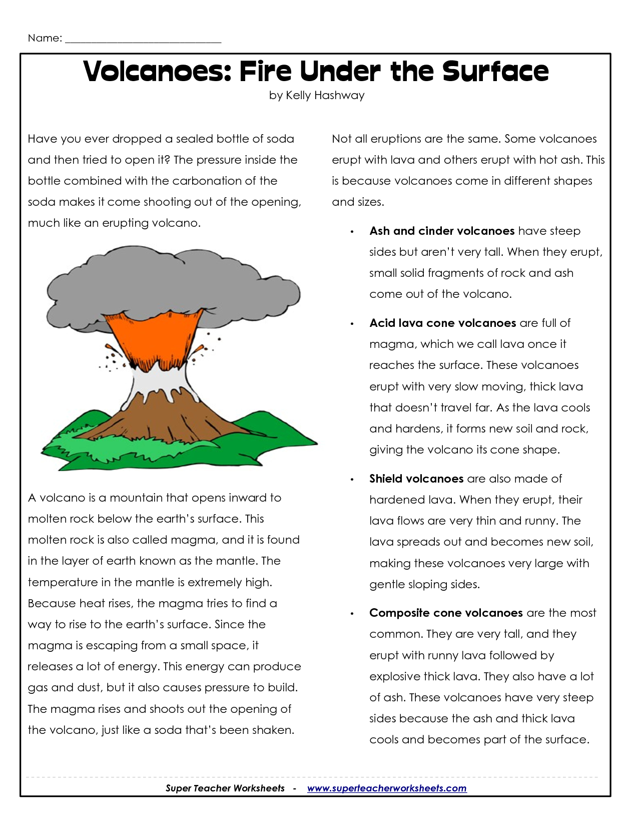 Worksheet Lava Types Of Volcanoes Printable Volcano Worksheets 