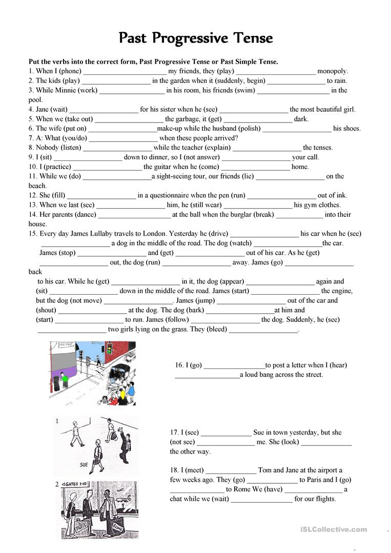 Past Tense Past Continuous Worksheet