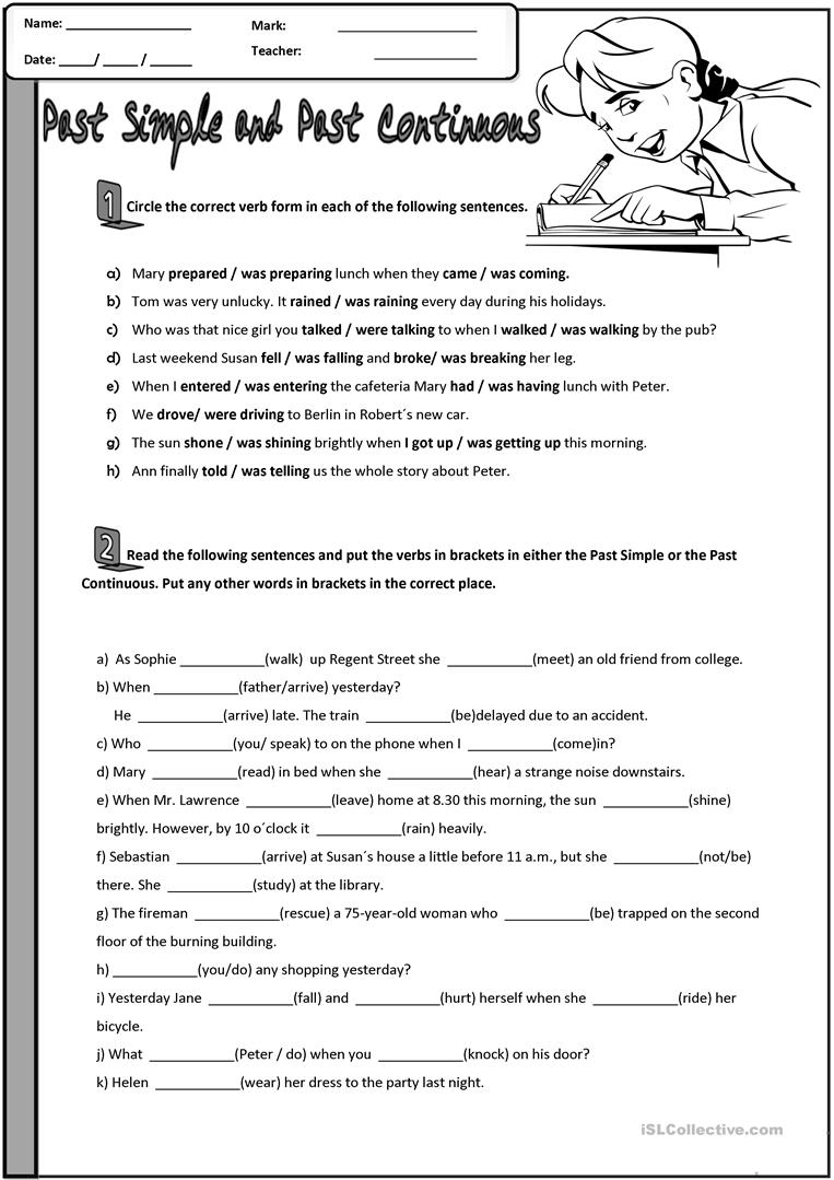 Past Simple And Past Progressive Worksheet