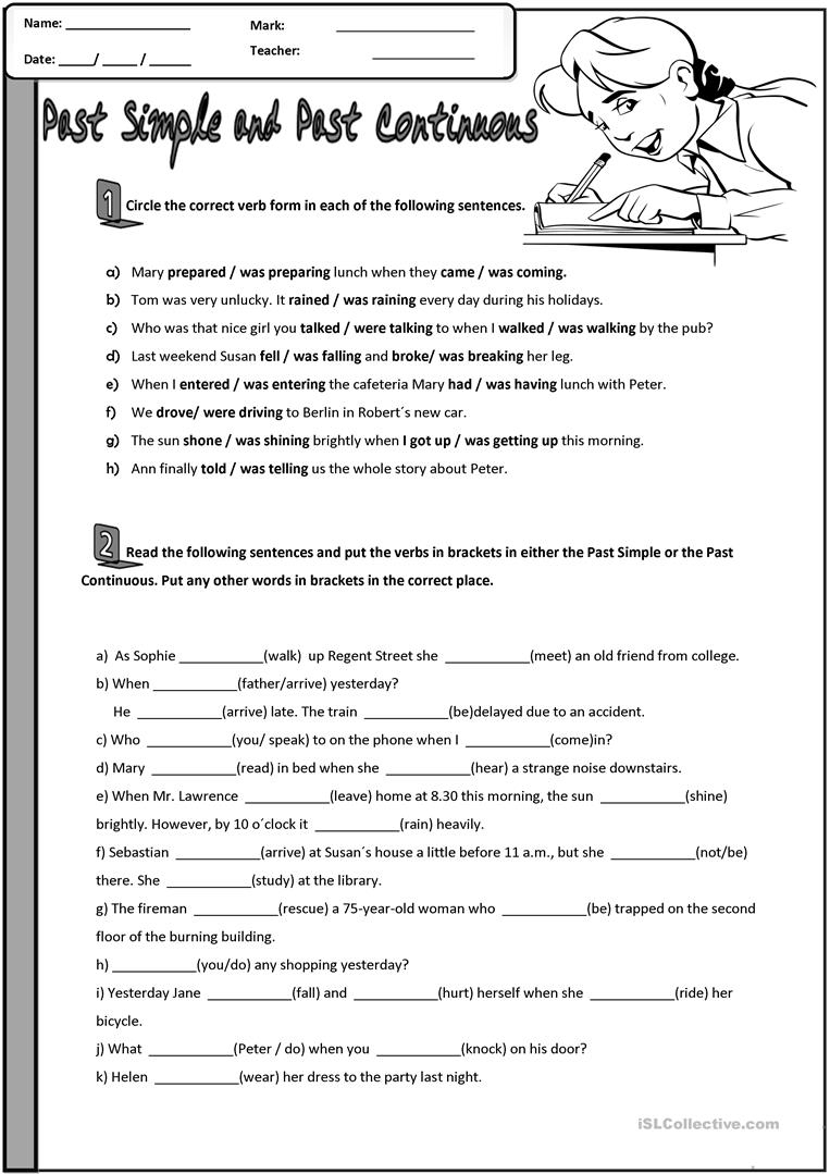 Printable Story And Worksheet To Practice The English Past Past Progressive Tense Worksheets