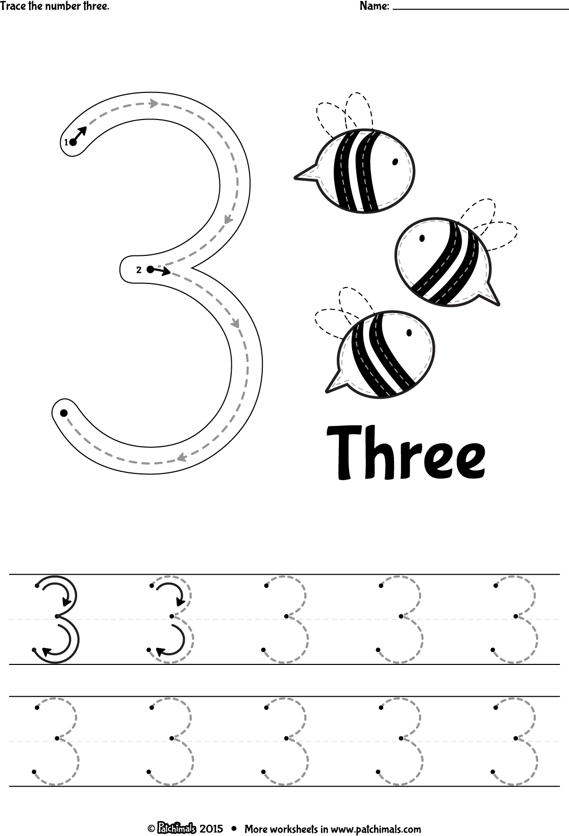 Patchimals - Educational And Cultural Contents For Children: Apps | Free Printable Number 3 Worksheets