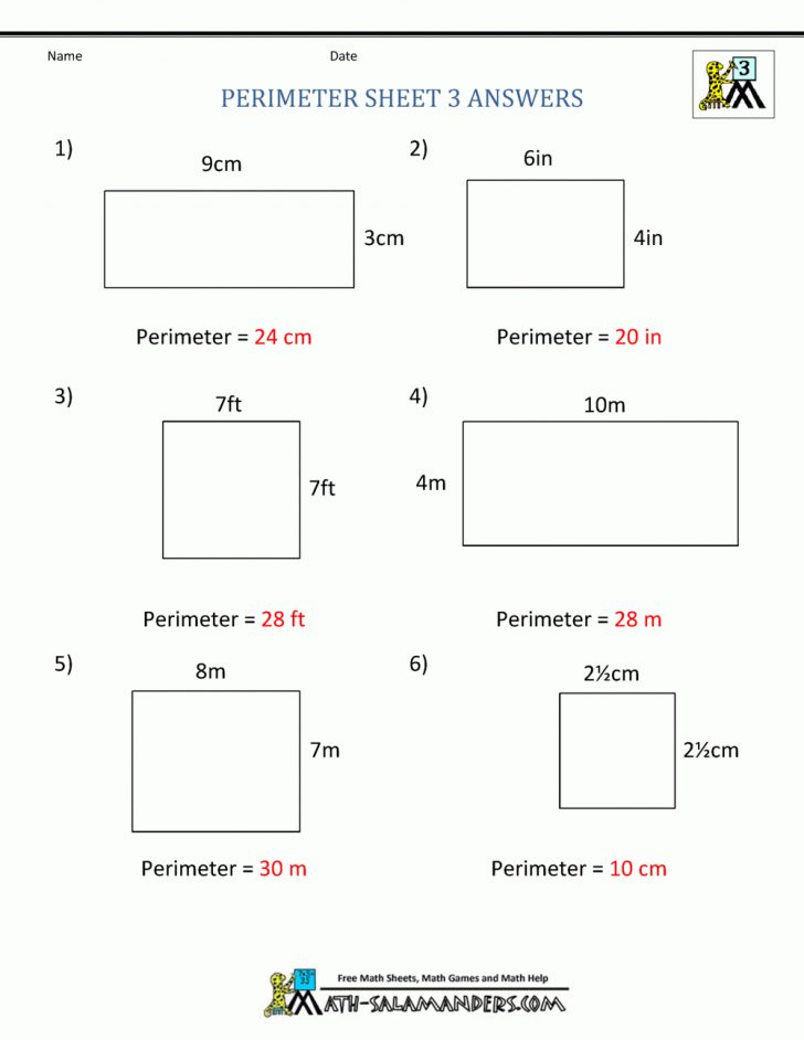 free 7th gr perimeter and area worksheets