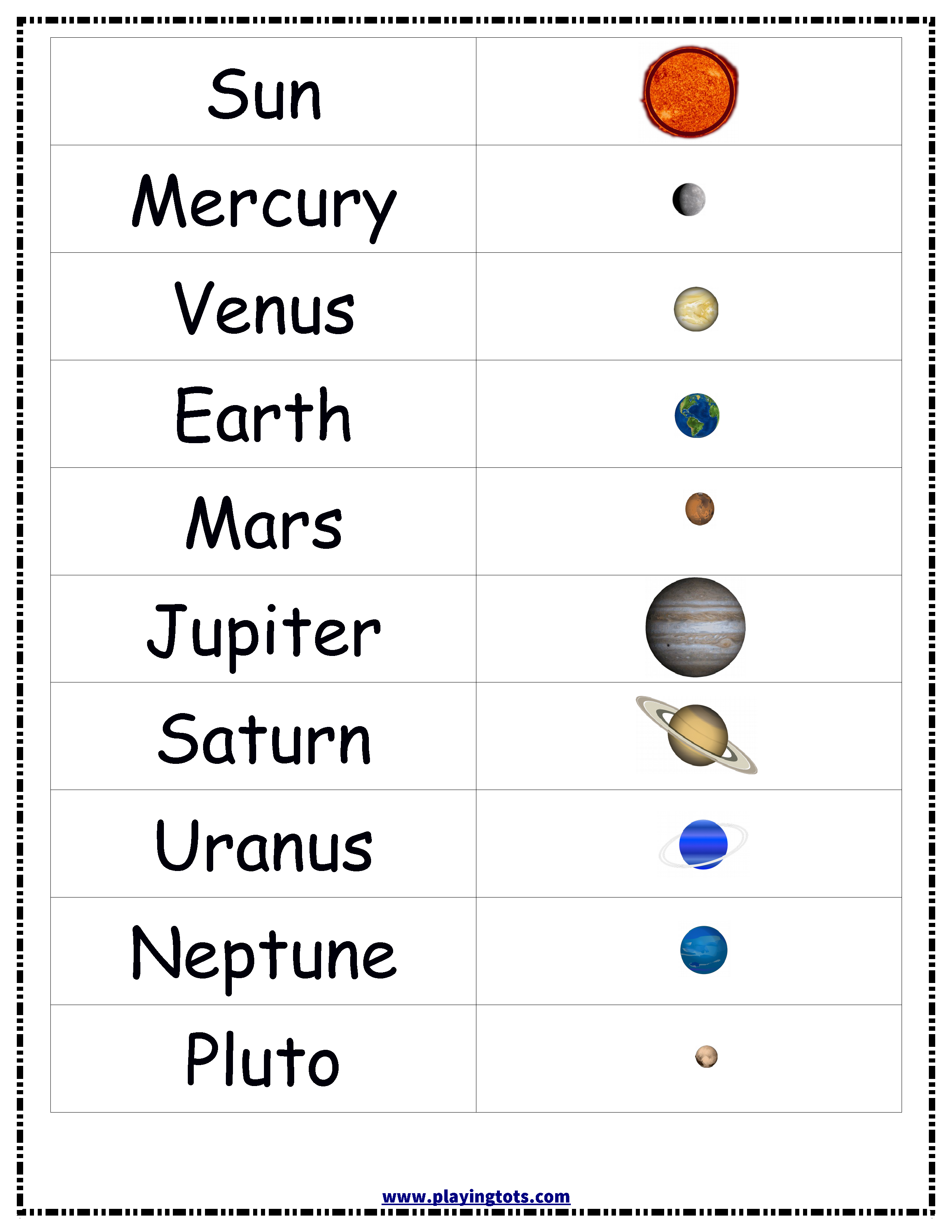 Planets,solar,system,sun,earth,chart,free,printable,toddler | Free Printable Space Worksheets