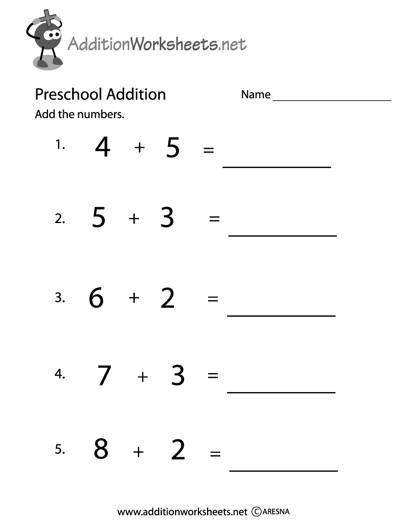Preschool Simple Addition Worksheet Printable | Preschool Addition | Free Printable Preschool Addition Worksheets