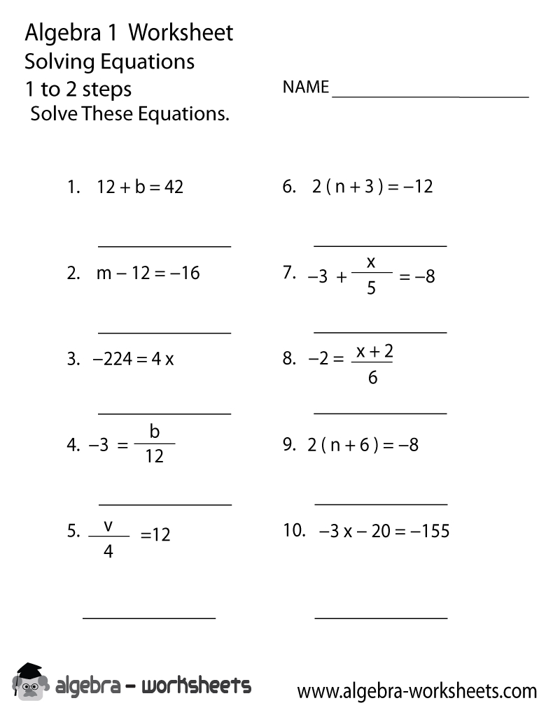 Free Worksheets For Linear Equations Grades 6 9 Pre Algebra 