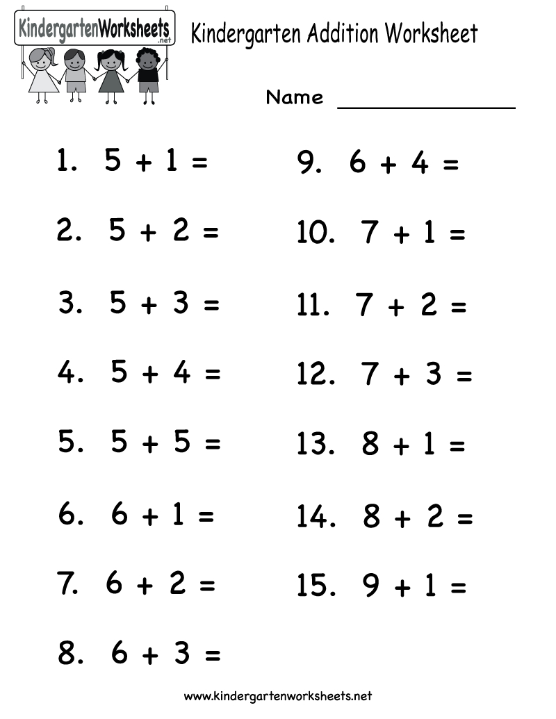 Printable Adding Worksheets | Kindergarten Addition Worksheet - Free | Maths Worksheets For Kindergarten Printable