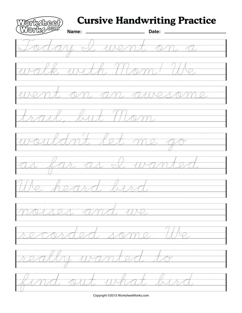 Cursive Writing Name Worksheets Printable