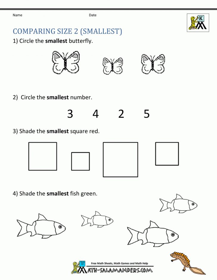 Printable Kindergarten Math Worksheets Comparing Numbers And Size | K2