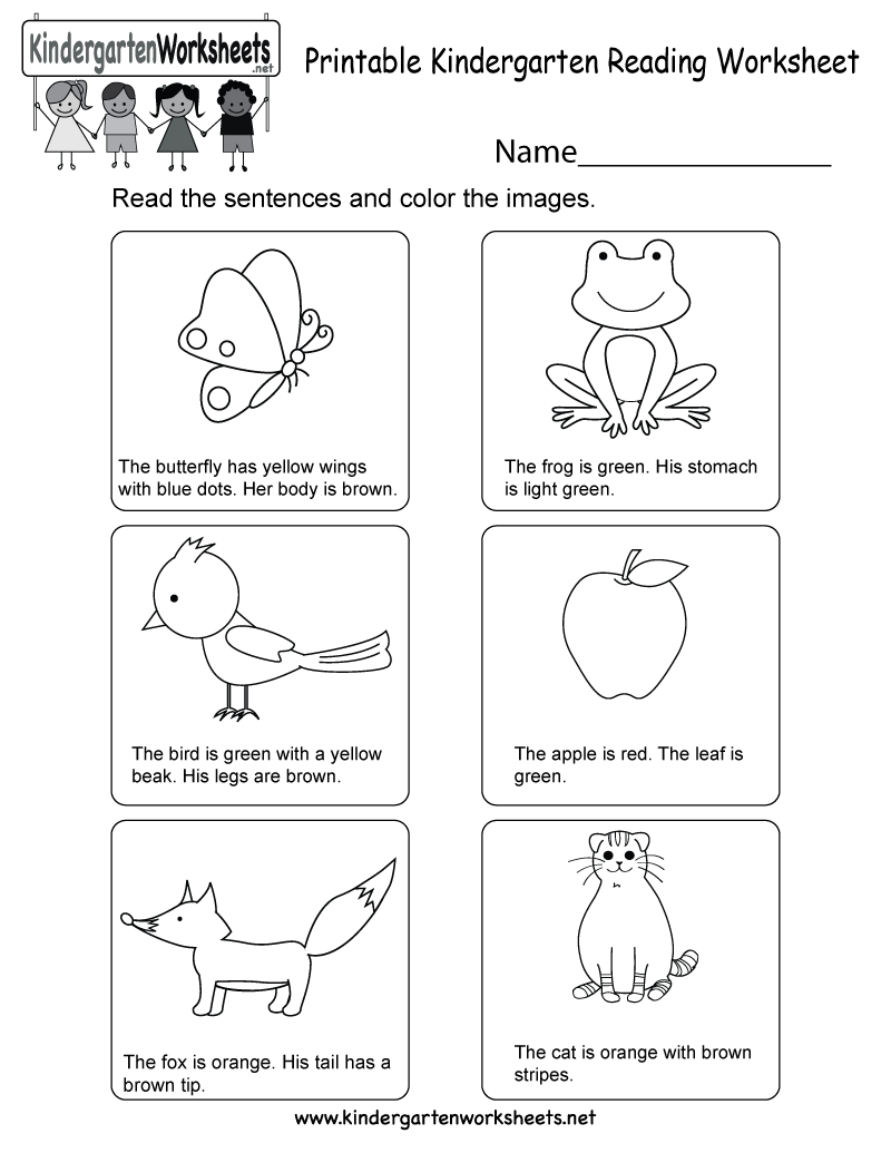 Printable Kindergarten Reading Worksheet - Free English Worksheet | Printable Kindergarten Worksheets