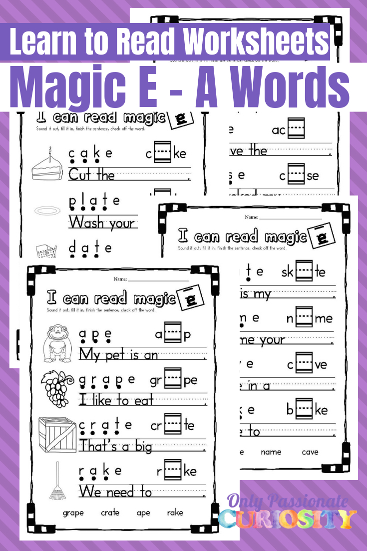 Printable Magic E - Long A Worksheets - Only Passionate Curiosity | Magic E Worksheets Free Printable