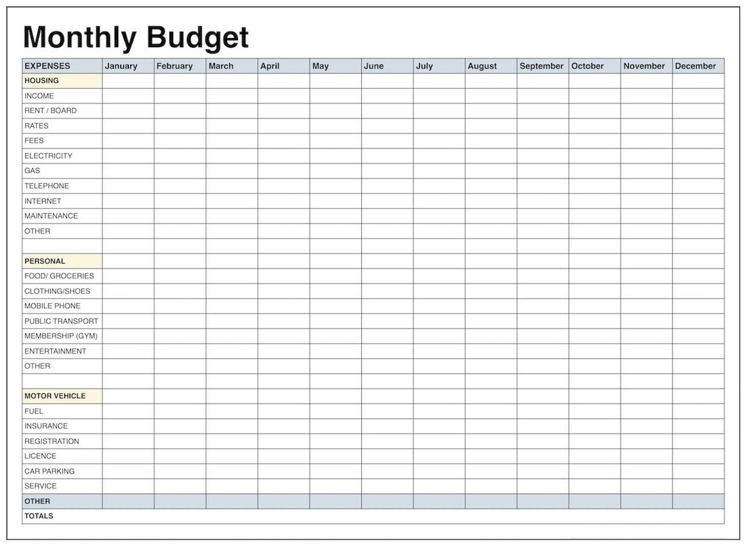Printable Monthly Budget Worksheet Excel - Koran.sticken.co | Blank Budget Worksheet Printable