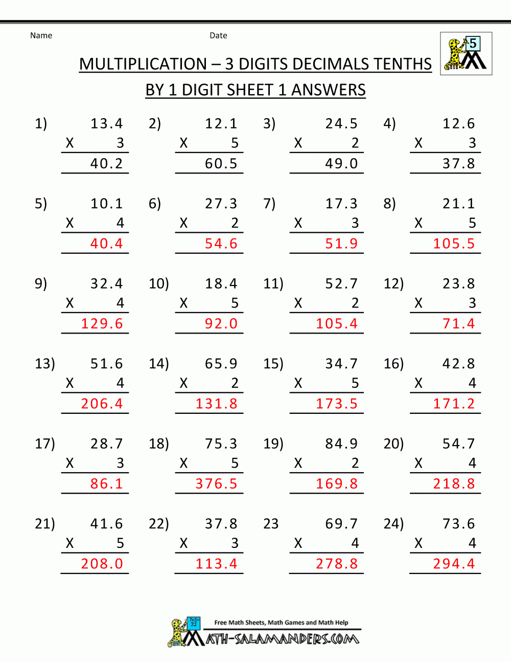 Printable Multiplication Sheets 5Th Grade | Printable Multiplication Worksheets Grade 5